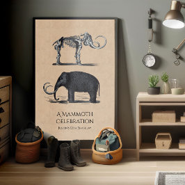 Wooly Mammoth och Skeleton PreHistory Animals Poster