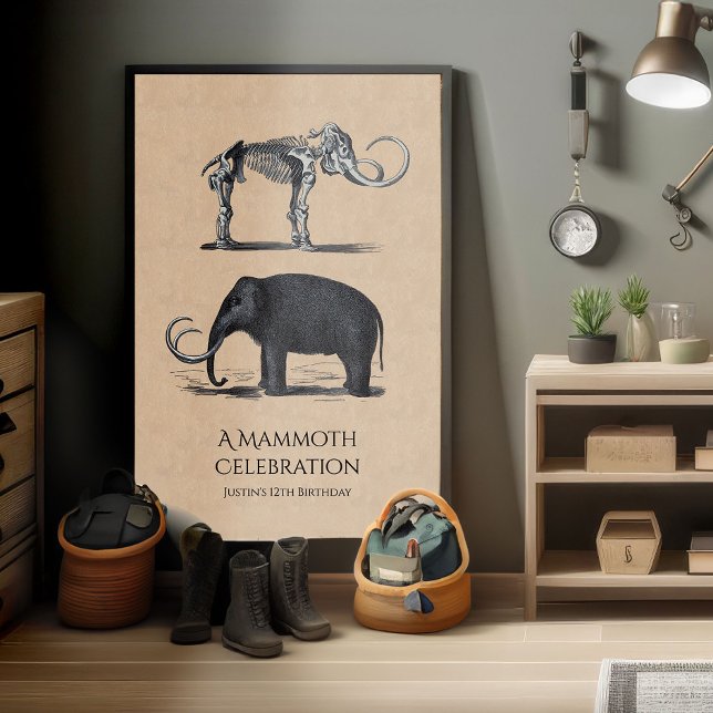 Wooly Mammoth och Skeleton PreHistory Animals Poster (Skapare uppladdad)