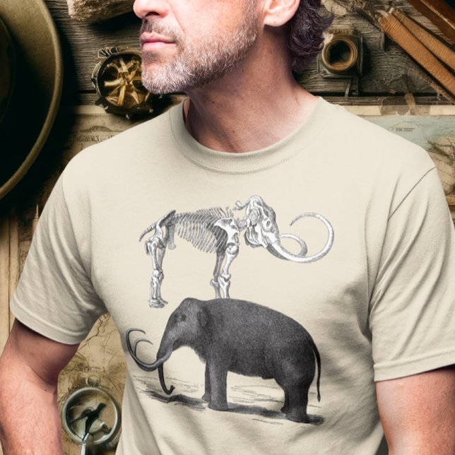 Wooly Mammoth Pre-Historic Elephant and Skeleton T Shirt (Skapare uppladdad)