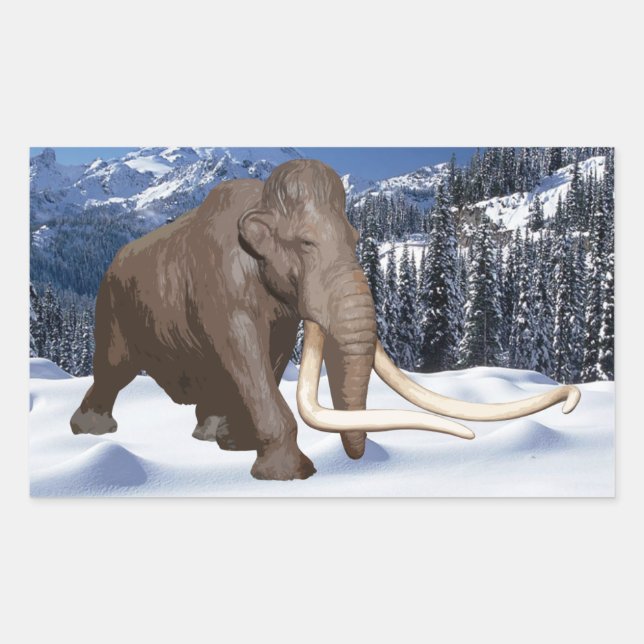 Wooly Mammoth Sticker Rektangulärt Klistermärke (Framsida)