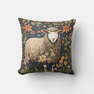 Wooly Sheep William Morris Inspired Blommigt Kudde