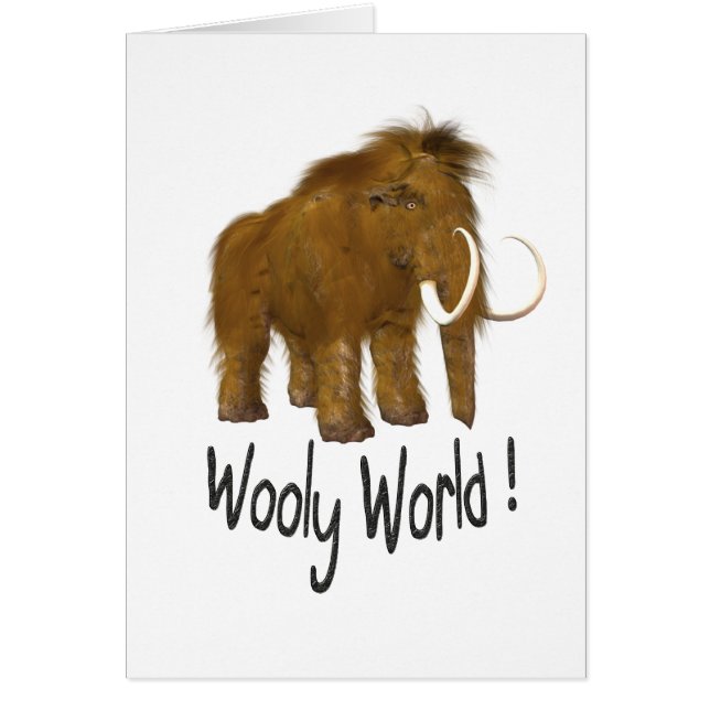 "Wooly World" Wooly Mammoth Hälsningskort (Framsidan)