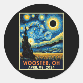 Wooster Ohio Total Solar Eclipse 2024 Starry Night Runt Klistermärke