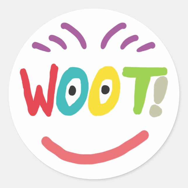 Woot! Runt Klistermärke (Framsida)