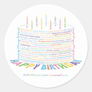 Wor(l)d Birthday Cake Stickers Runt Klistermärke