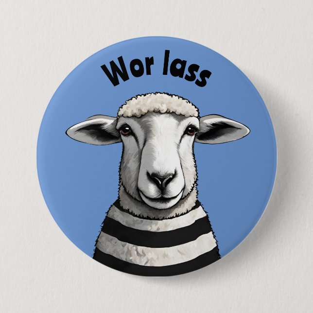 Wor Lass, Geordie pin, Stripy får, lamm Knapp (Framsida)