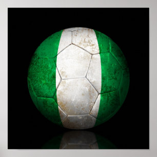Woran Nigerian Flagga Football Ball Poster
