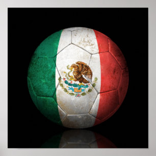 Worcan Mexican Flagga Football Ball Poster
