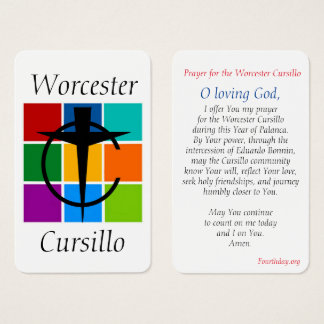 Worcester Cursillo Prayer Card Visitkort
