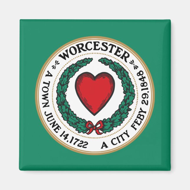 Worcester-Flagga (Massachusetts) Magnet (Framsidan)