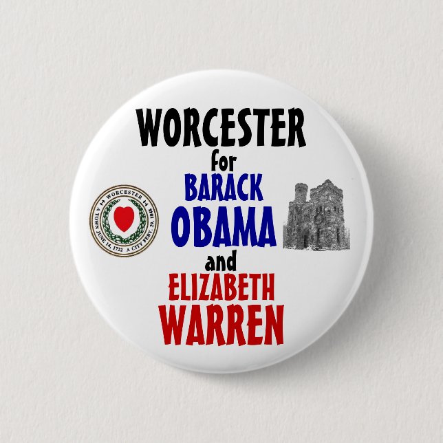 Worcester för Obama och Warren 2012 Knapp (Framsida)