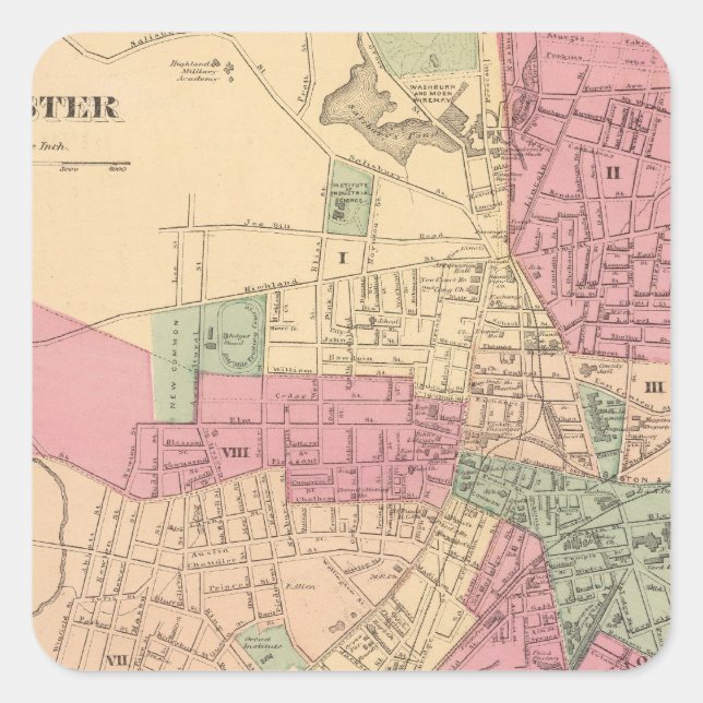 Worcester Fyrkantigt Klistermärke (Framsida)