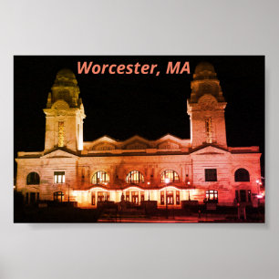 Worcester, Massachusetts Architecture Poster