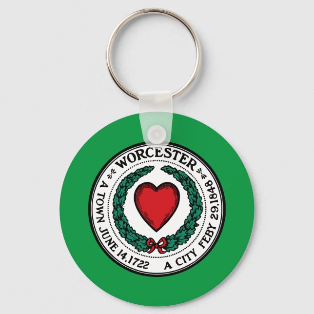 Worcester (Massachusetts) City flagga Keychain Nyckelring (Framsida)