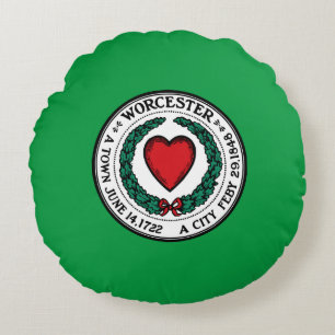 Worcester (Massachusetts) City flagga Rund Kudde