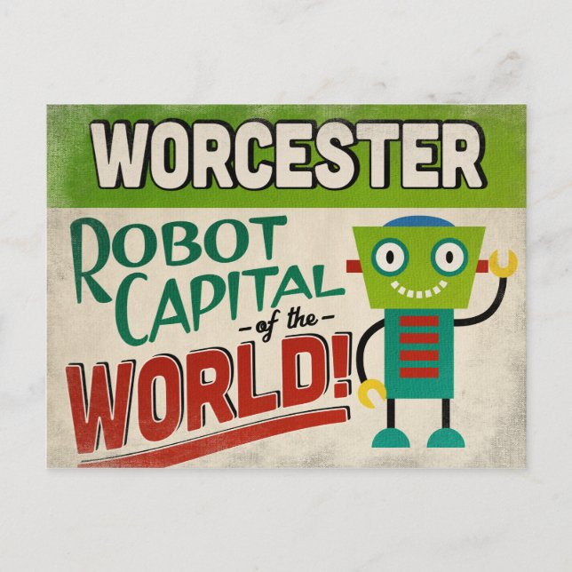Worcester Massachusetts Robot - Funny Vintage Vykort (Framsida)
