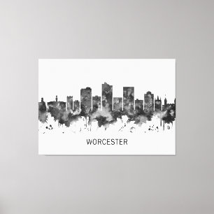 Worcester Massachusetts Skyline BW Canvastryck