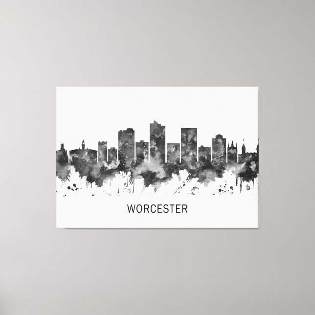 Worcester Massachusetts Skyline BW Canvastryck (Framsida)
