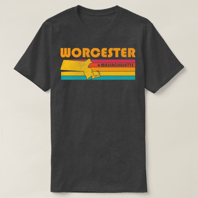 Worcester Massachusetts Vintage Distress Souveni T Shirt (Design framsida)