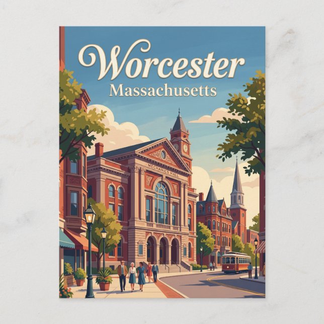 Worcester, Massachusetts Vykort (Framsida)