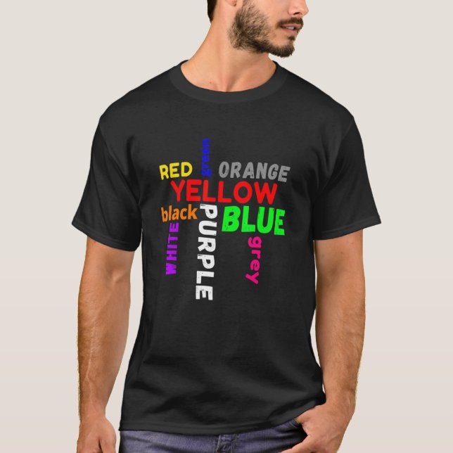 word game saying colours colourful confusion t shirt (Framsida)