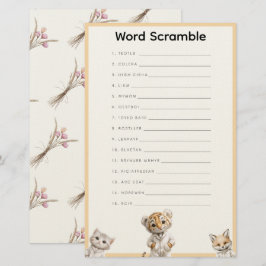  Word Scramble Whimsical Pajama Animals Brevpapper
