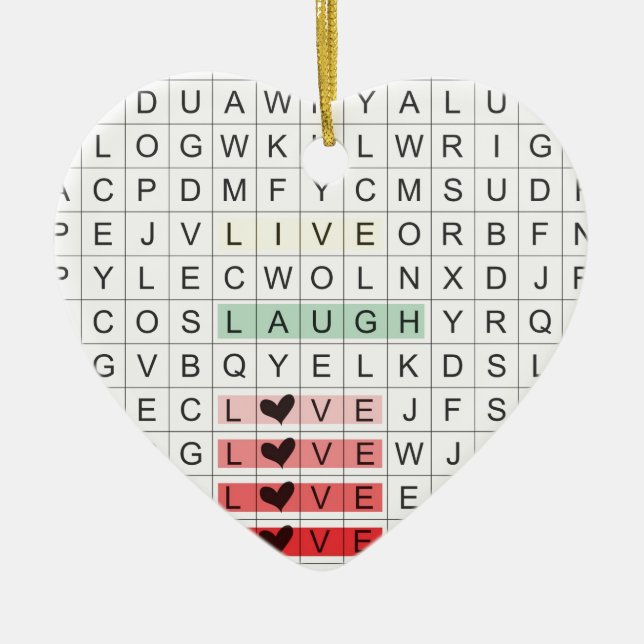 Word Search Love Julgransprydnad Keramik (Framsidan)