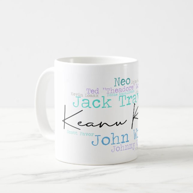 Wordart Keanu w/ Movie Characters Coffee Mugg (Framsida vänster)