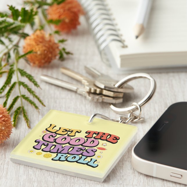 Wordart Keychain för spiralformade Bra Times-roll (Högra Framsidan)
