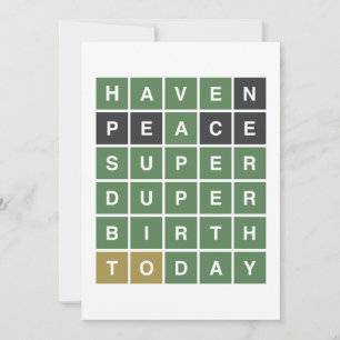 WORDLE Birthday. Ta en Toppen Duper Birthday. Julkort