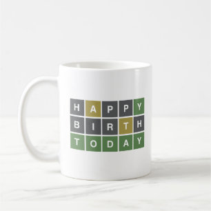 Wordle Grattis på födelsedagen i dag, Wordle Birth Kaffemugg