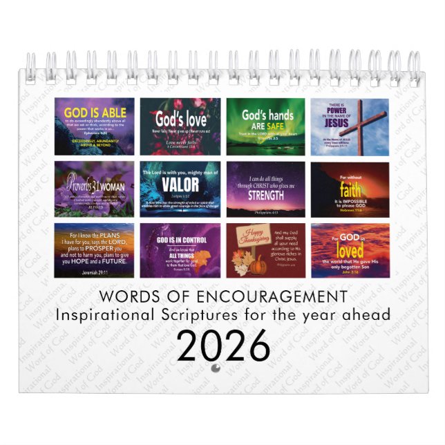 WORDS OF ENCOURAGEMENT Bible Verses Custom 2026 Kalender (Omslag)