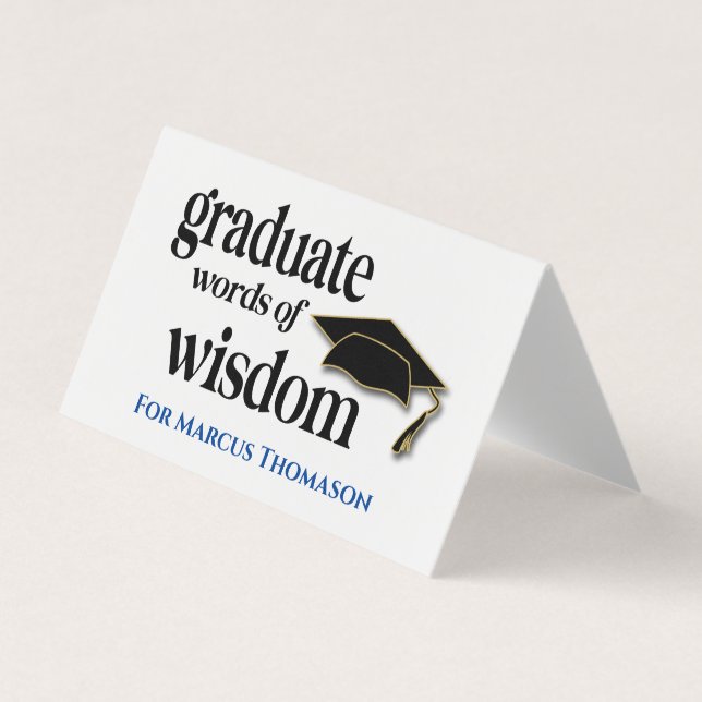 Words of Wisdom Advice Card For Graduation Visitkort (Framsida)