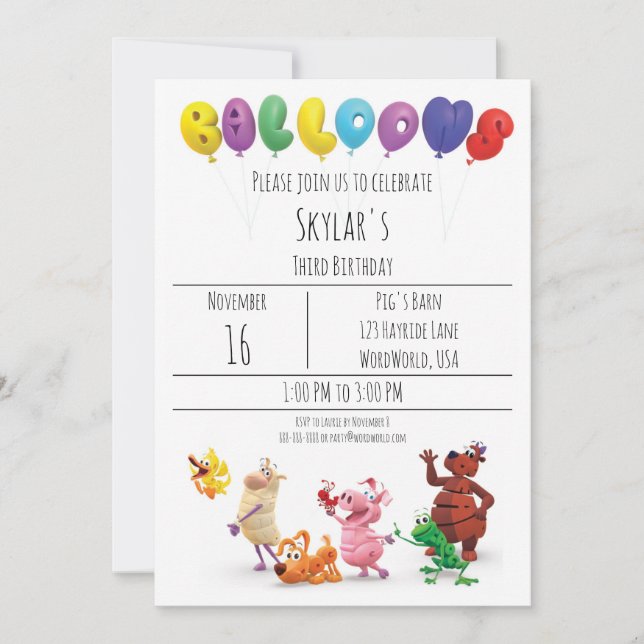 WordWorld Party Inbjudan (Framsida)