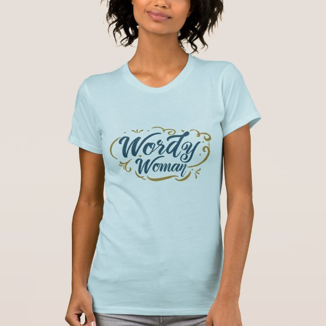 Wordy kvinna (Jersey, blått) T Shirt (Framsida)