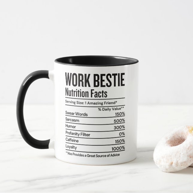 Work Bestie Nutrition Facts Funny Mugg (Med munk)