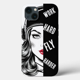 WORK hard Fly Harder, Pilot Woman,Aviation