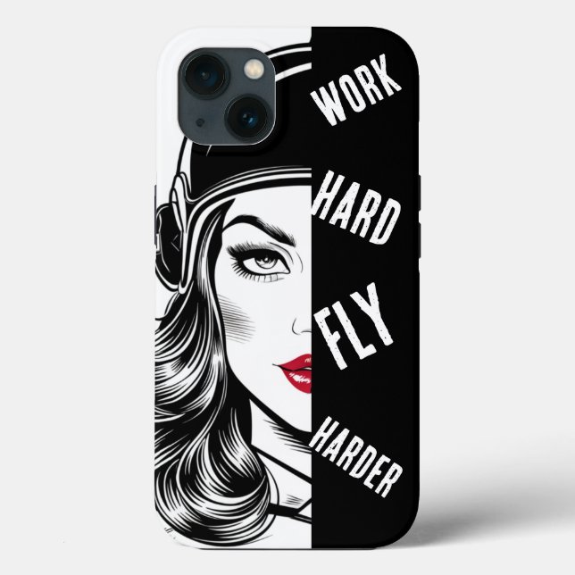 WORK hard Fly Harder, Pilot Woman,Aviation (Baksida)