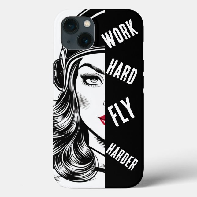 WORK hard Fly Harder, Pilot Woman,Aviation (Baksida)