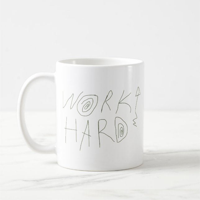 Work Hard Hand Drawing Typography Kaffemugg (Vänster)