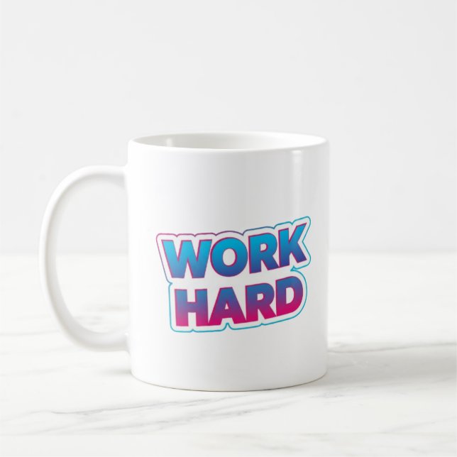 Work Hard Motivational Typography Quote Kaffemugg (Vänster)