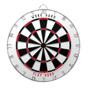 "WORK HARD PLAY HARD" Office Game Room Black/Red D Darttavla
