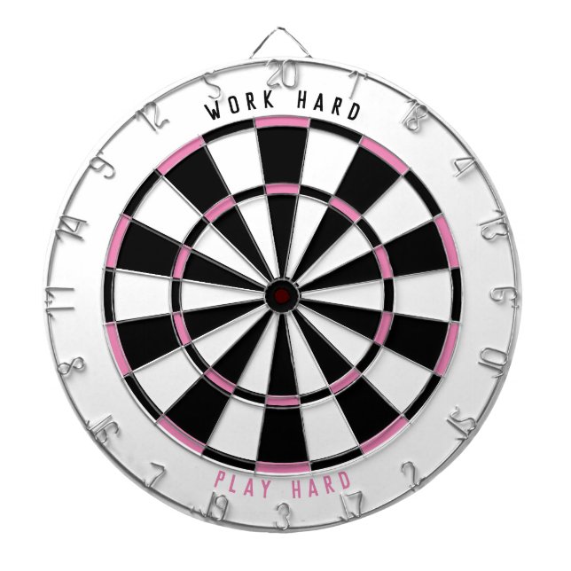 "WORK HARD PLAY HARD" Office Game Room Black/Rosa Darttavla (Framsidan)