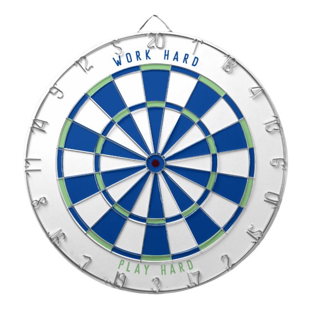 "WORK HARD PLAY HARD" Office Game Room Blue/Grönt Darttavla (Framsidan)