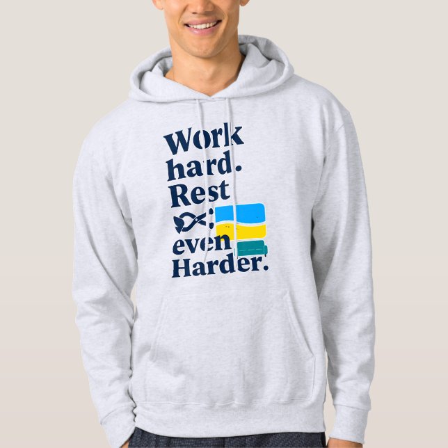 Work Hard Rest Even Harder Beach Lifestyle Design Hoodie (Framsida)