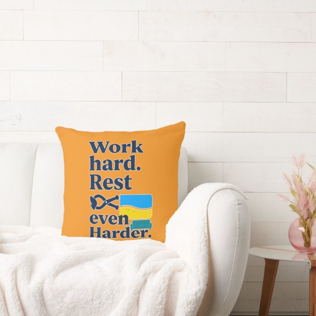 Work Hard Rest Even Harder Beach Lifestyle Design Kudde (Soffa)