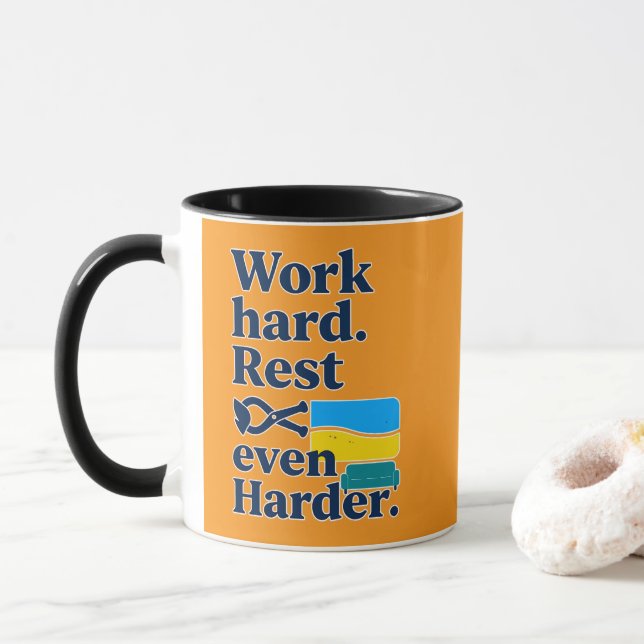 Work Hard Rest Even Harder Beach Lifestyle Design Mugg (Med munk)