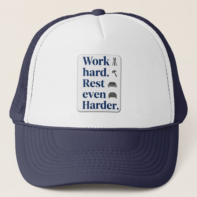 Work Hard Rest Even Harder Bold Typography Shirt Keps (Framsida)