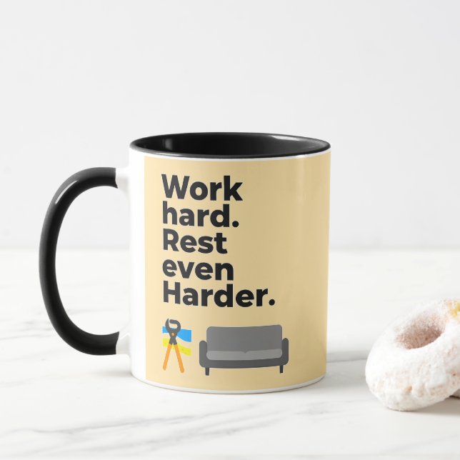 Work Hard Rest Even Harder Minimal Quote Design Mugg (Med munk)