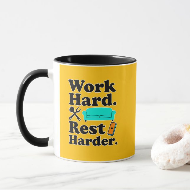 Work Hard Rest Harder Funny Lifestyle Shirt Mugg (Med munk)